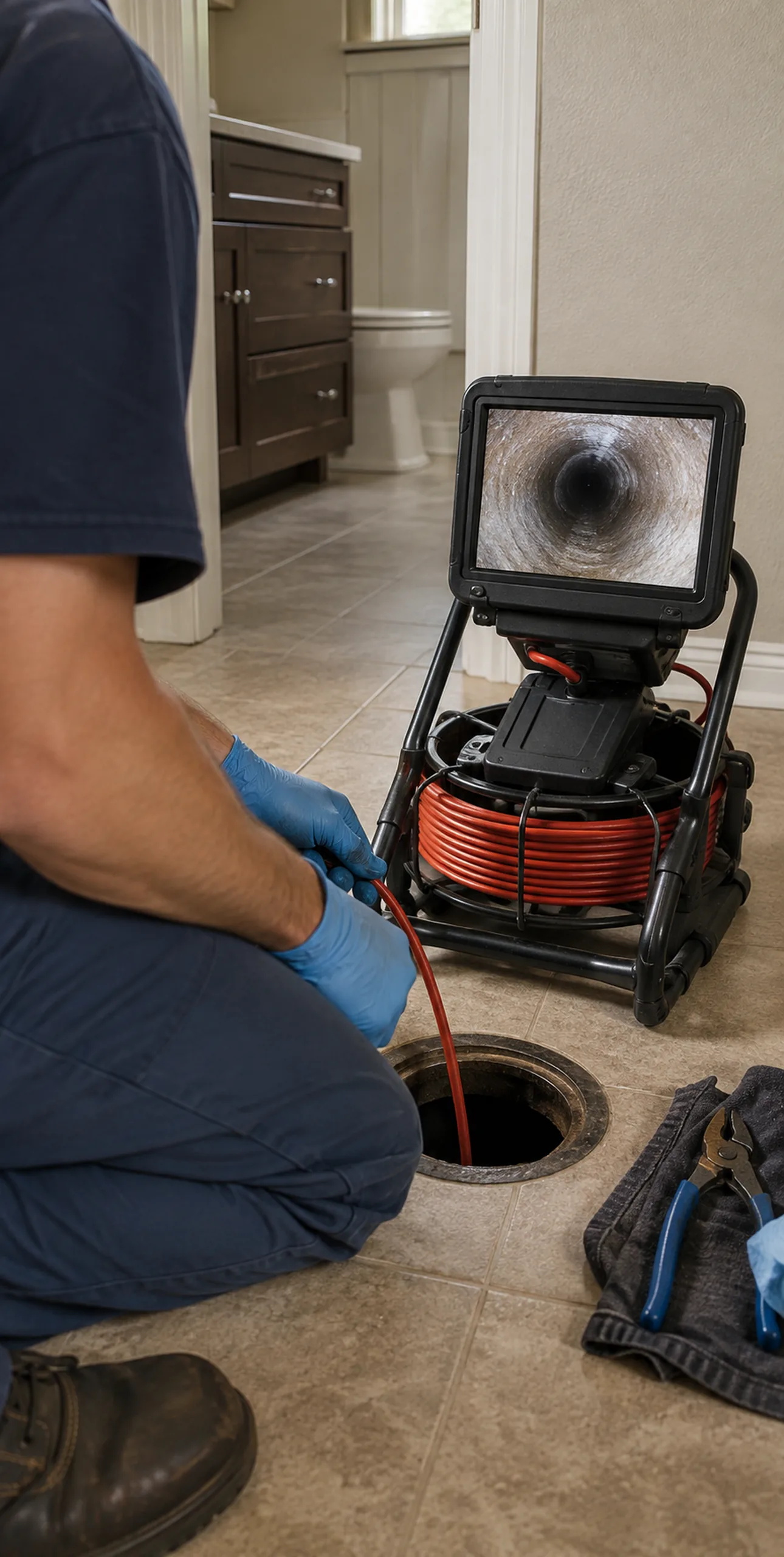 Plumber in Florence - OR tightening connections beneath a kitchen sink during a repair